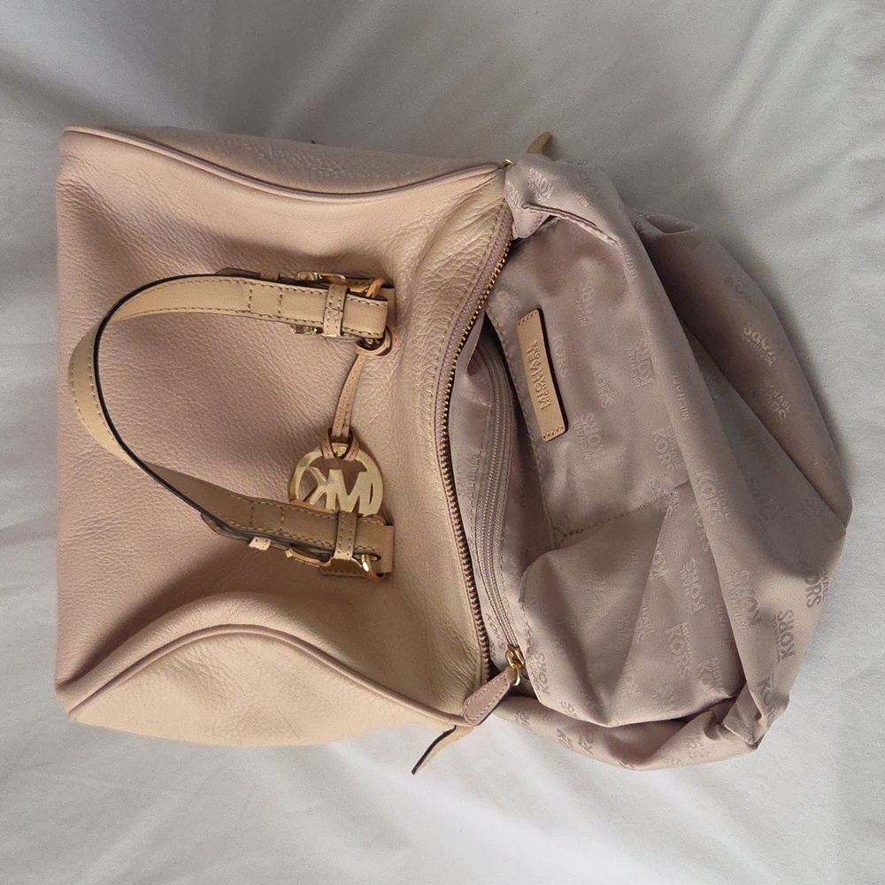 Michael Kors Pebble Leather Blush Grayson Satchel Handbag - Picture 15 of 16